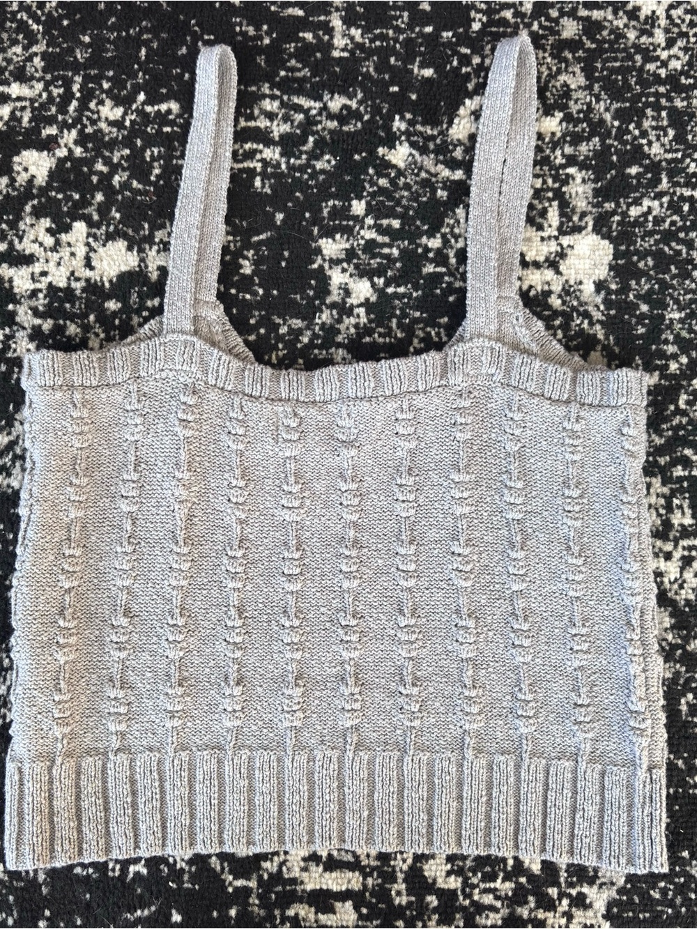 Gray Textured Sweater Knit Tank Top Small - Picture 3 of 4